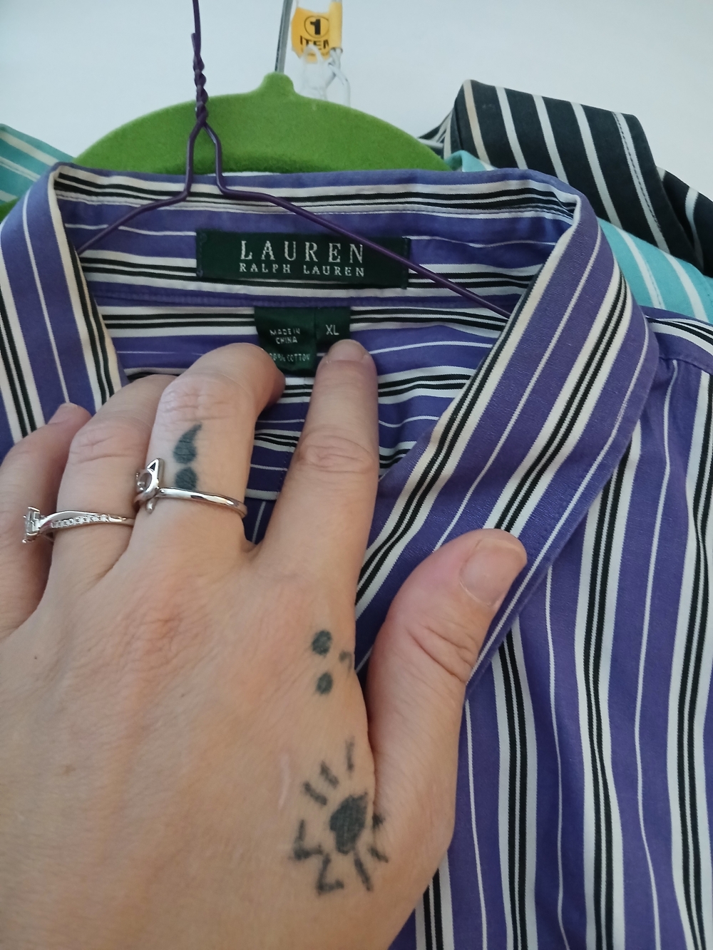 Lauren Ralph Lauren Purple and White Striped Button-Down Women's Shirt